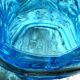 Vintage Fidenza Vetraria Italy pitcher and 3 blue glasses, 1950s