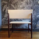 Banquette scandinave tissu et teck