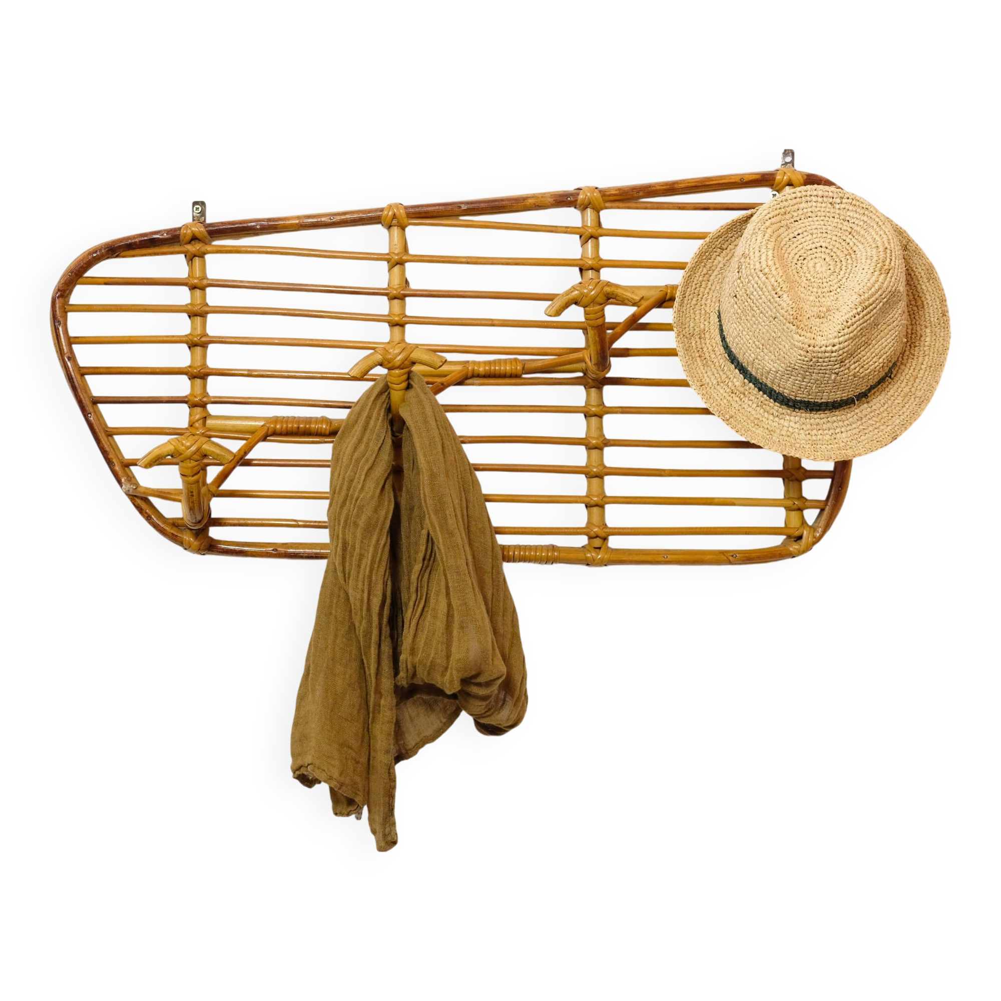 Portemanteau en rotin à 4 patères, Italie,1960s.