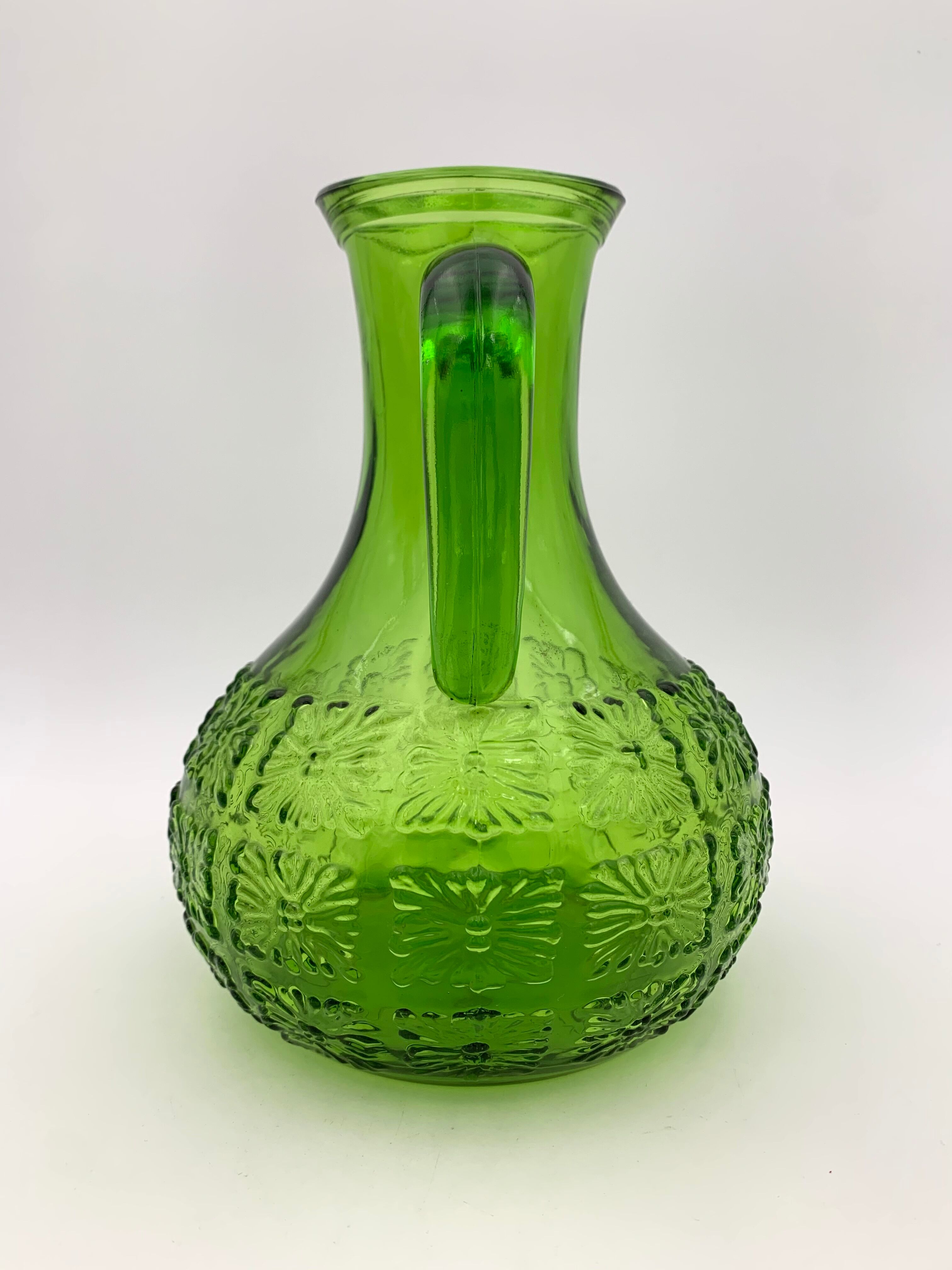 Vintage glass pitcher, chlorophyll green, Italy - 1960s-1970s.
