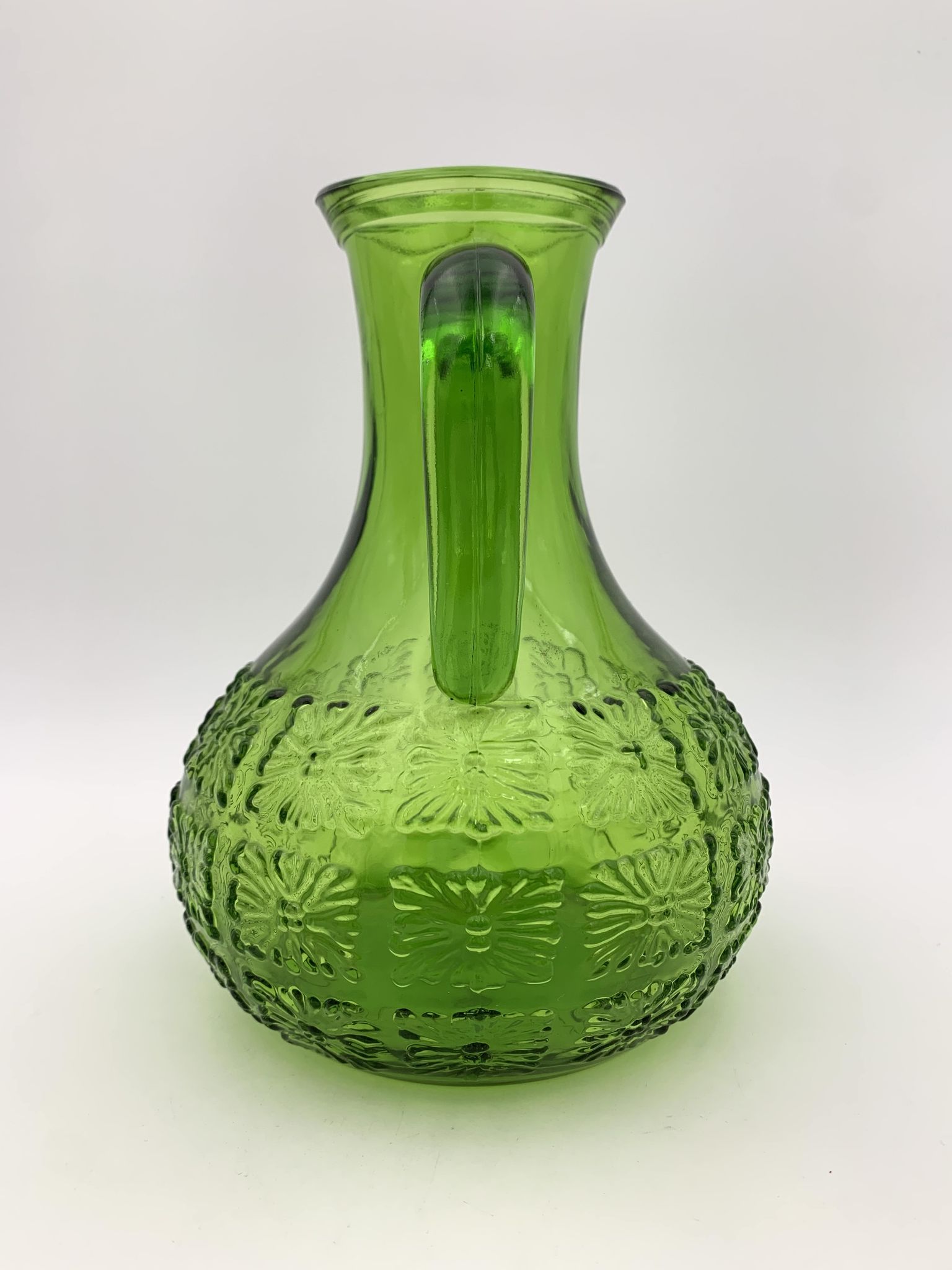 Vintage glass pitcher, chlorophyll green, Italy - 1960s-1970s.