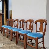 Set of 6 directoire style velvet chairs