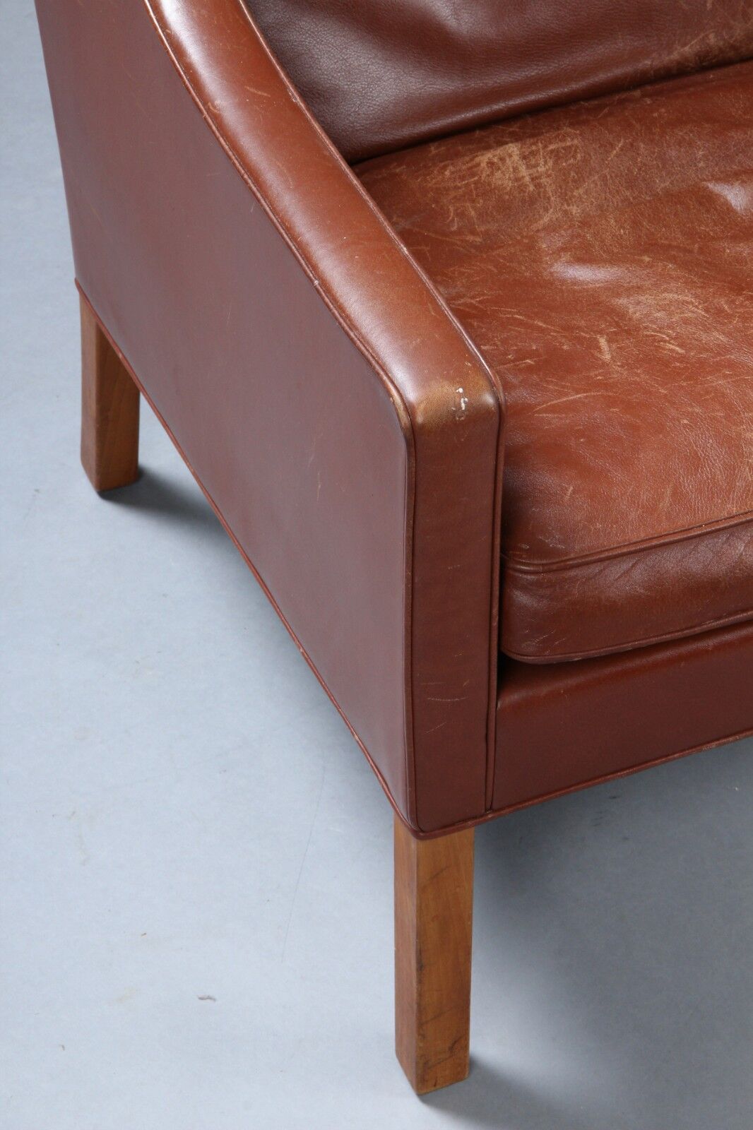 Børge Mogensen, Wing chair, model 2204, brown leather
