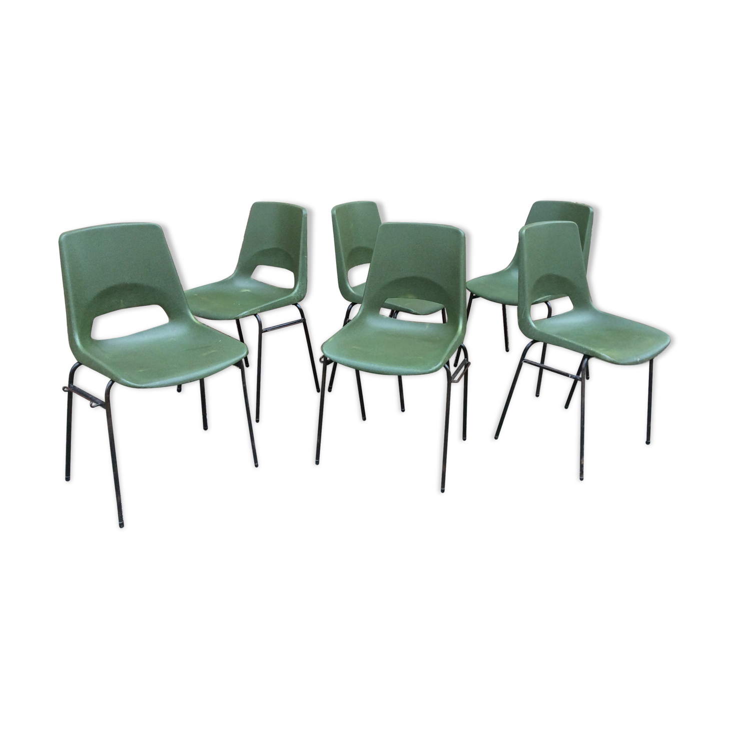 Vintage metal & plastic design chairs 1960 grosfillex