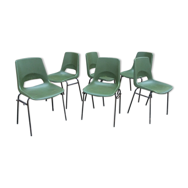 Chaises design vintage métal & plastique 1960 grosfillex