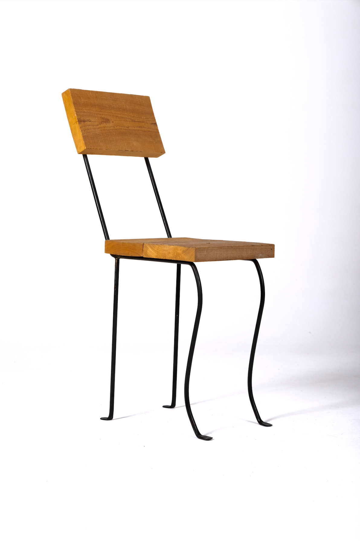 Chair in wood and black metal, 1990s