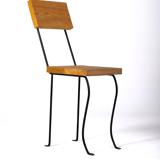 Chair in wood and black metal, 1990s
