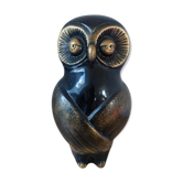 Statuette owl lacquered black and gold asian style