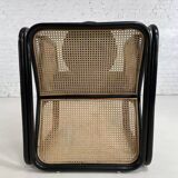 Fauteuil cubique en rotin noir et cannage