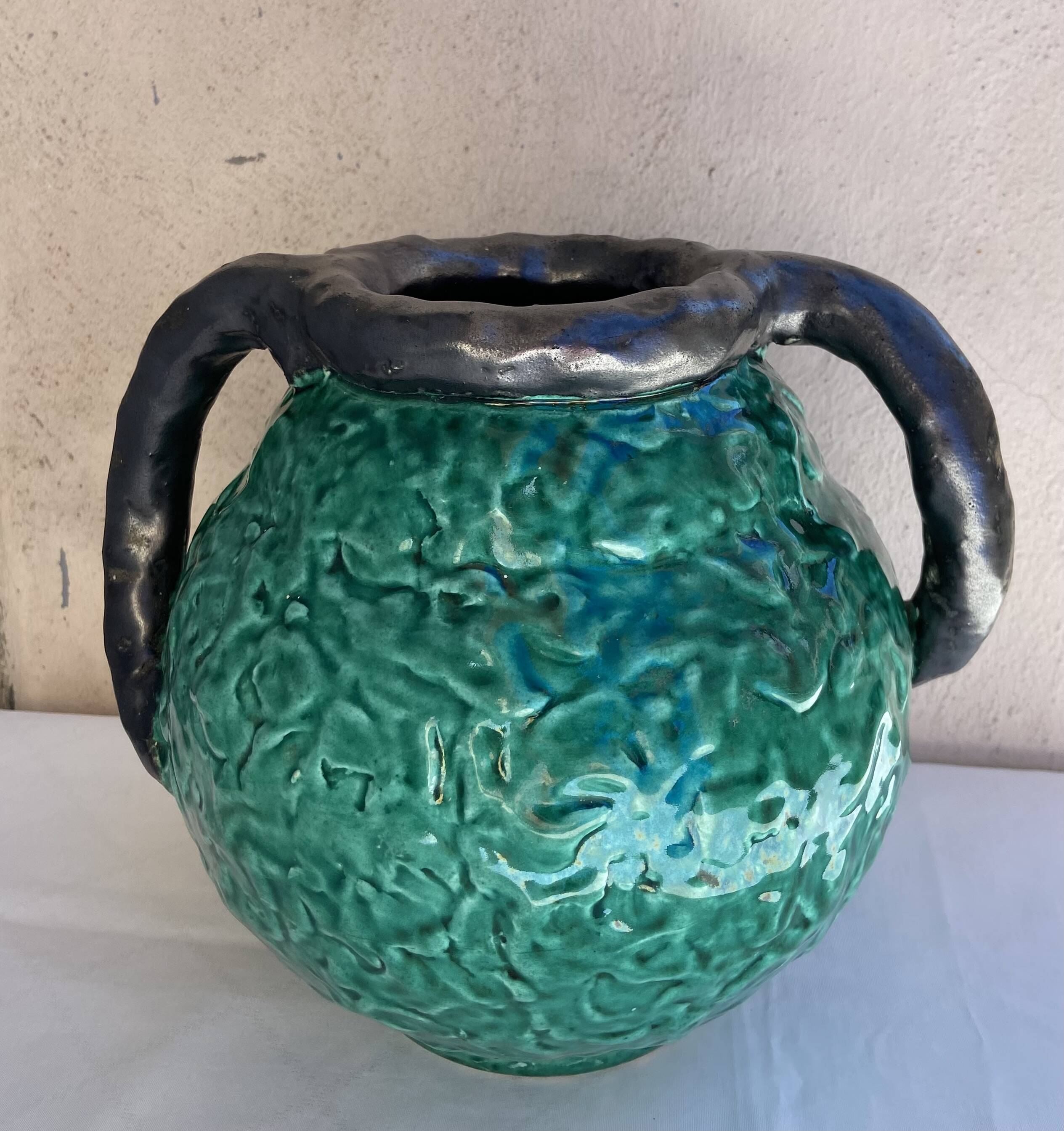 Pair of Jerome Massier vases, Vallauris, 1950s