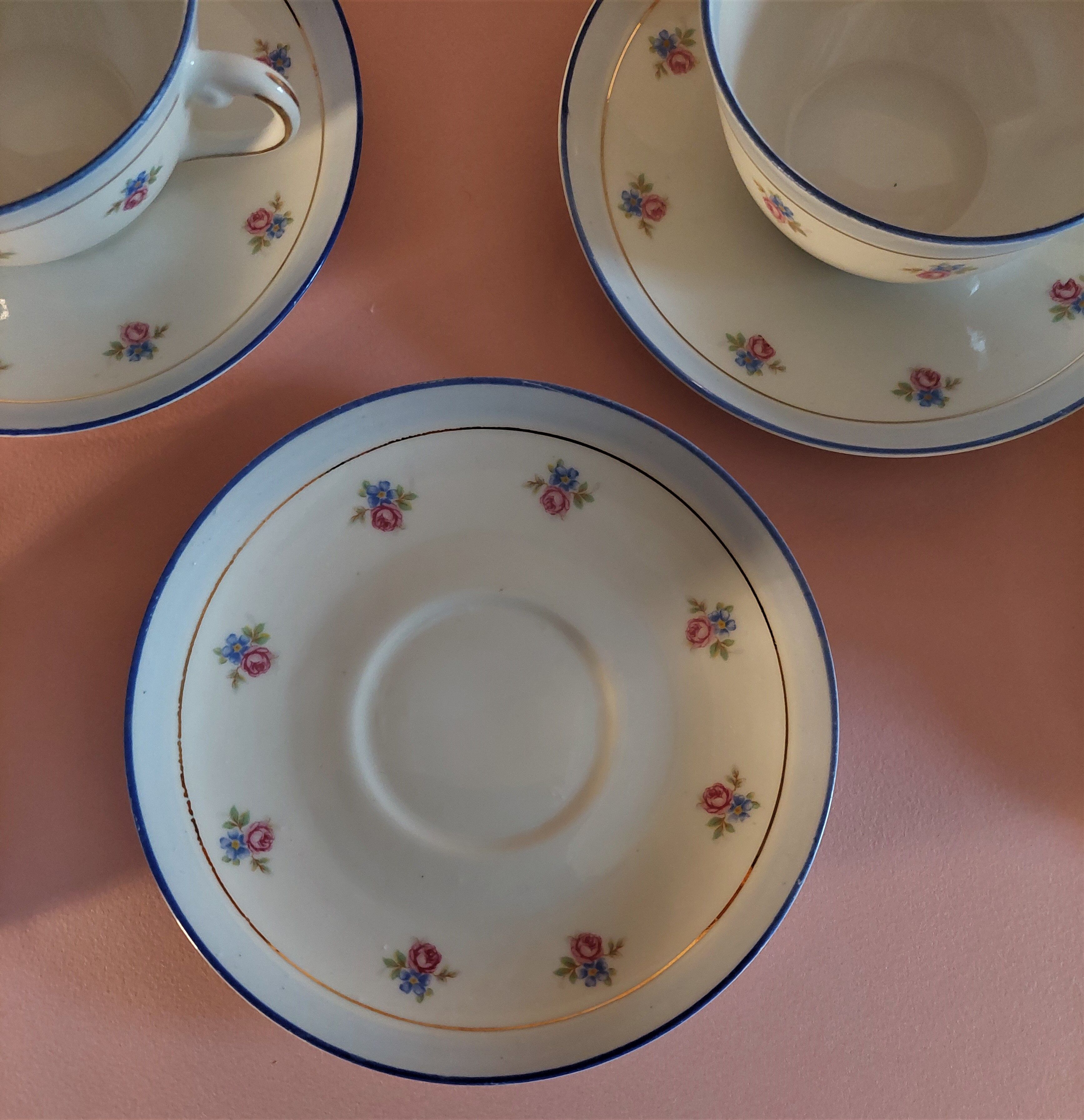 Chauvigny porcelain tea set six cups