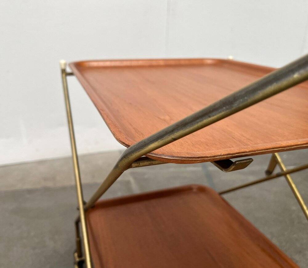 Mid-Century Teak and Metal Folding Bar by Silva Denmark, 1960s