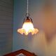 Scalloped pink satin glass pendant/lamp, 1920s-30s