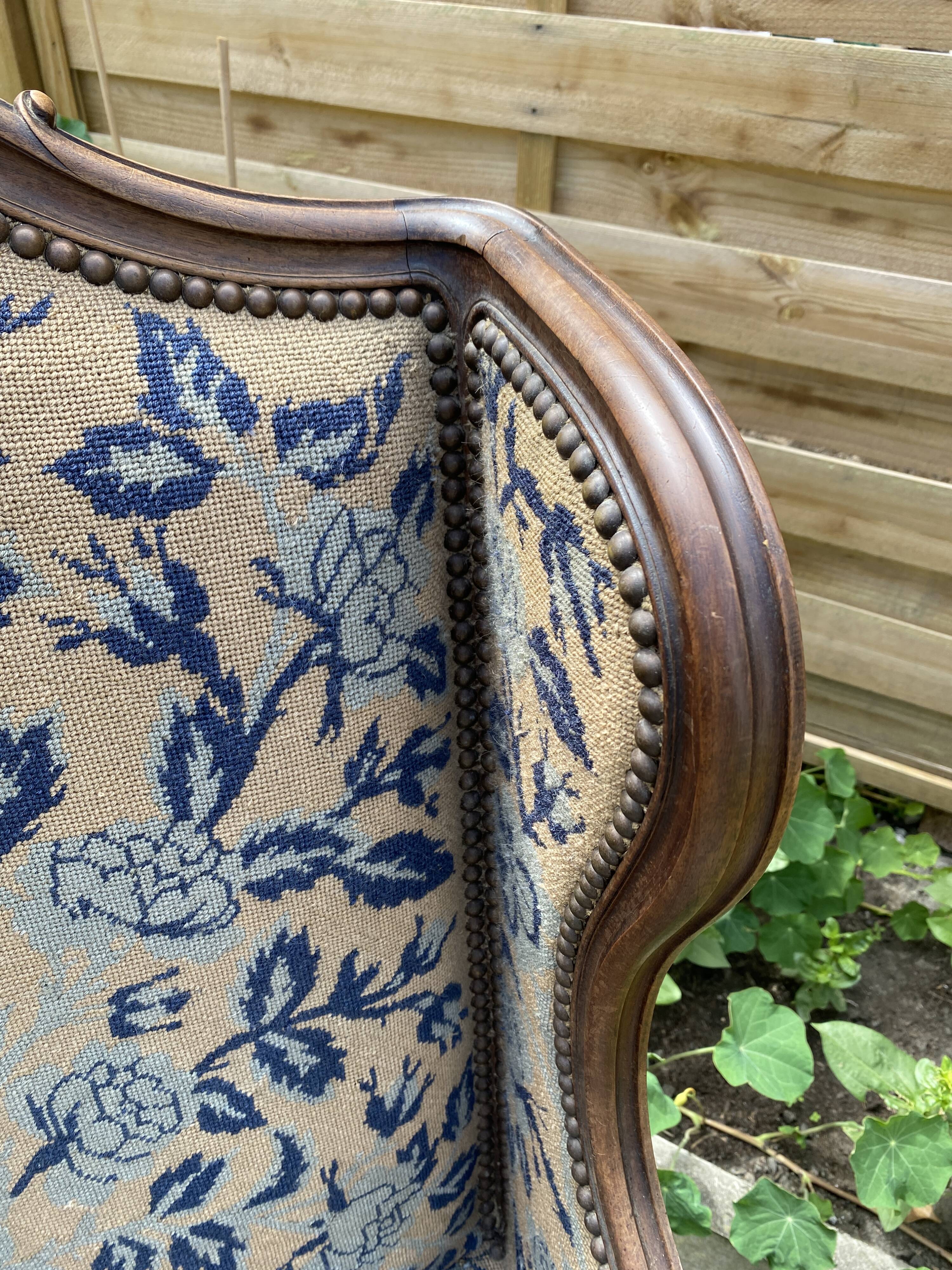 Louis XV style wingback armchair