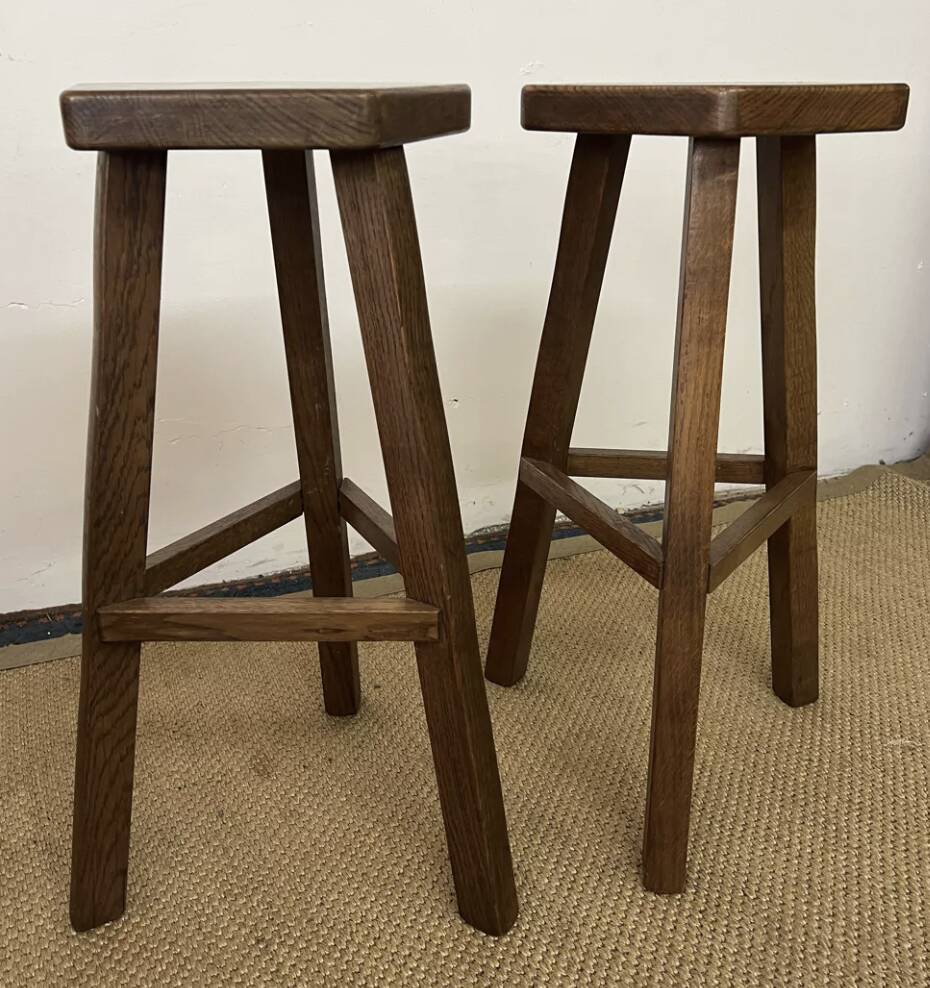 Pair of Vintage Brutalist Bar Stools