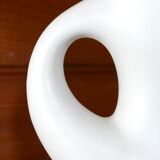 Revernay ceramic white lamp, raffia lampshade, 1950s