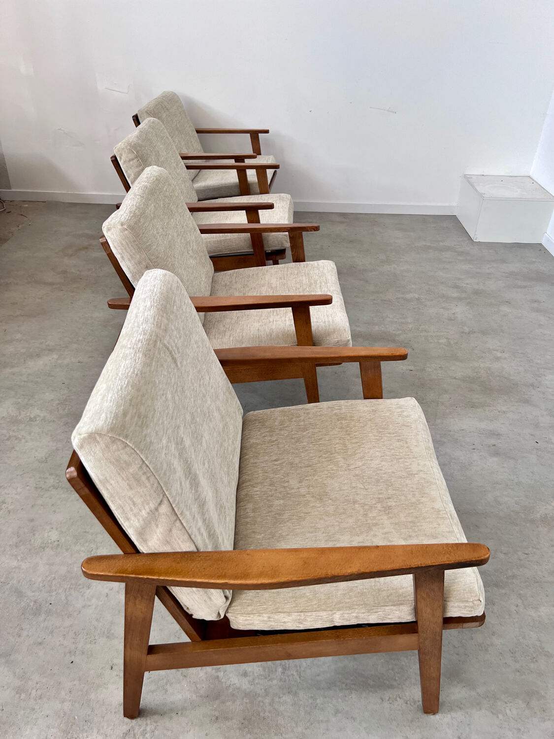 Set of 4 armchairs beech scandinavian