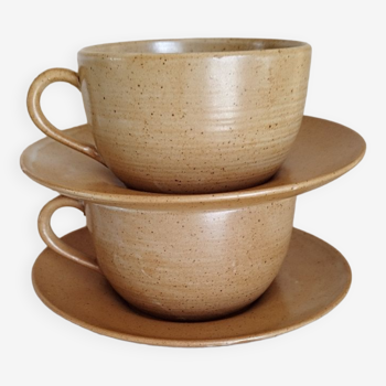 Duo of stoneware cups