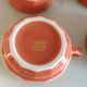 Bistro style four-mugs suite orange-pink by Apilco /vintage 70-80