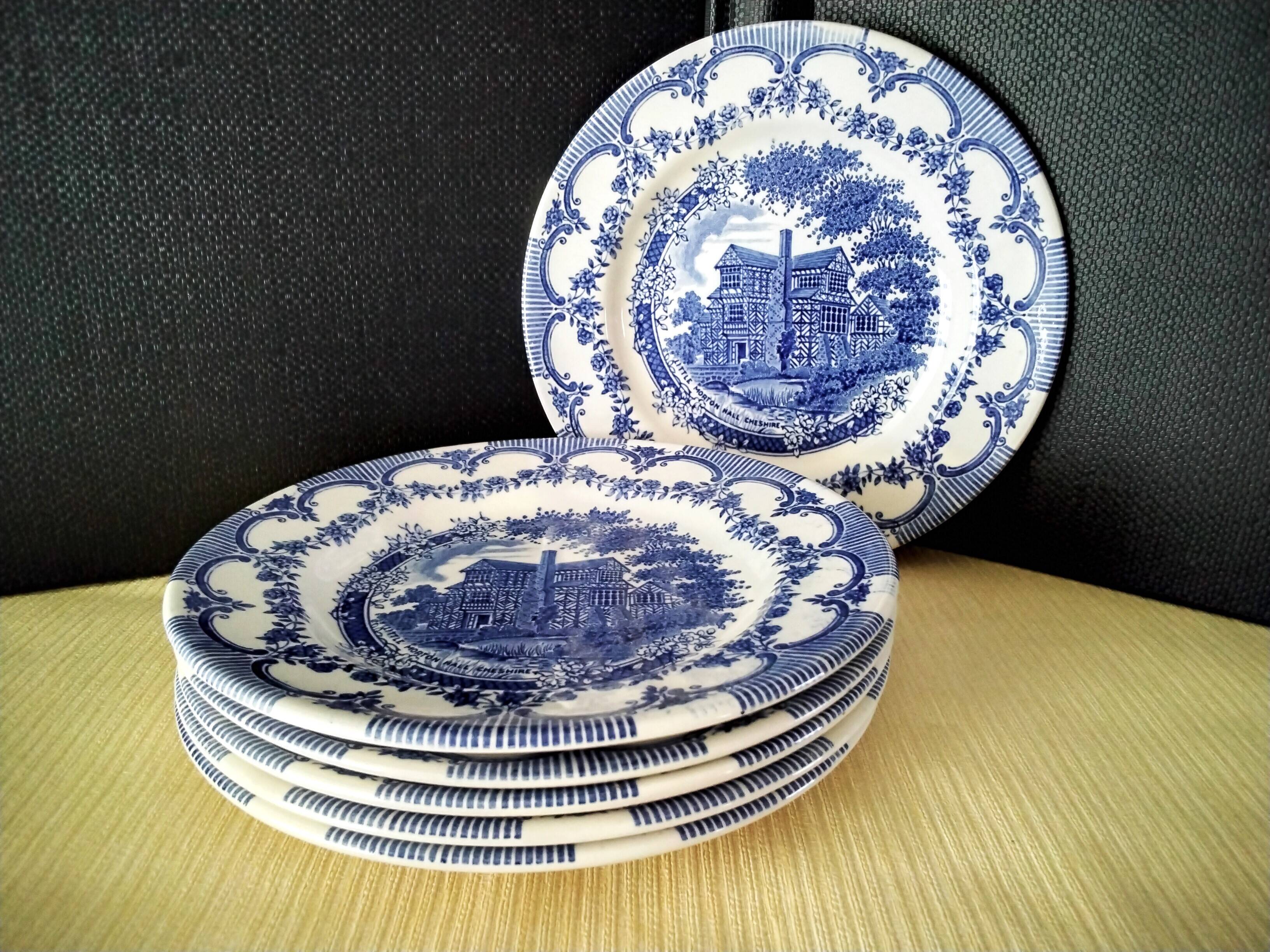 6 Assiettes à dessert en porcelaine Anglaise Staffordshire