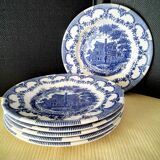 6 Assiettes à dessert en porcelaine Anglaise Staffordshire