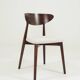 Modern Set of 6 Dining Chairs, Ecru Farbic and Dark walnut beech wood