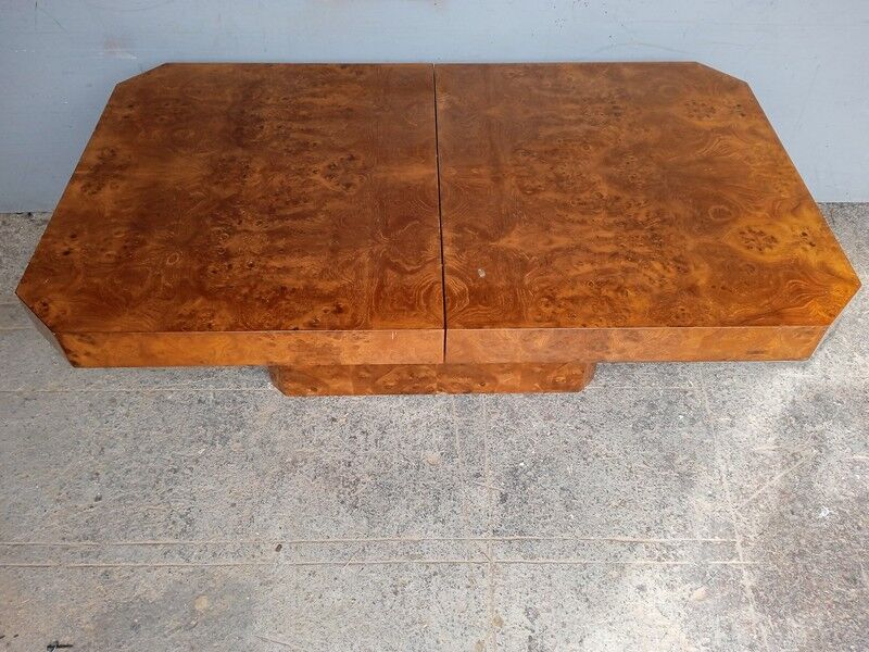 Elm coffee table glass bar, 70s