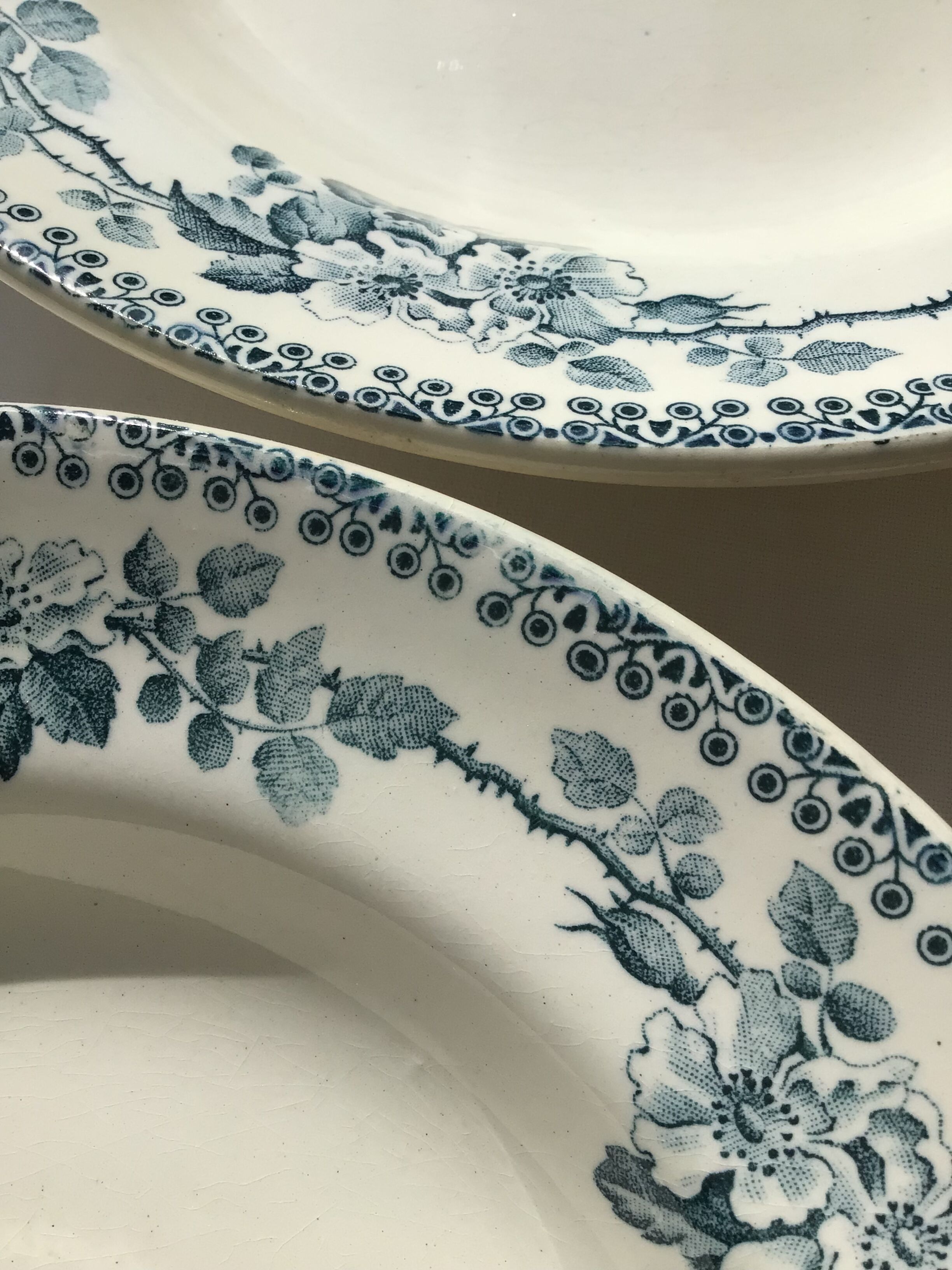 5 assiettes creuses Terre de Fer modèle Guadeloupe Debray bleu