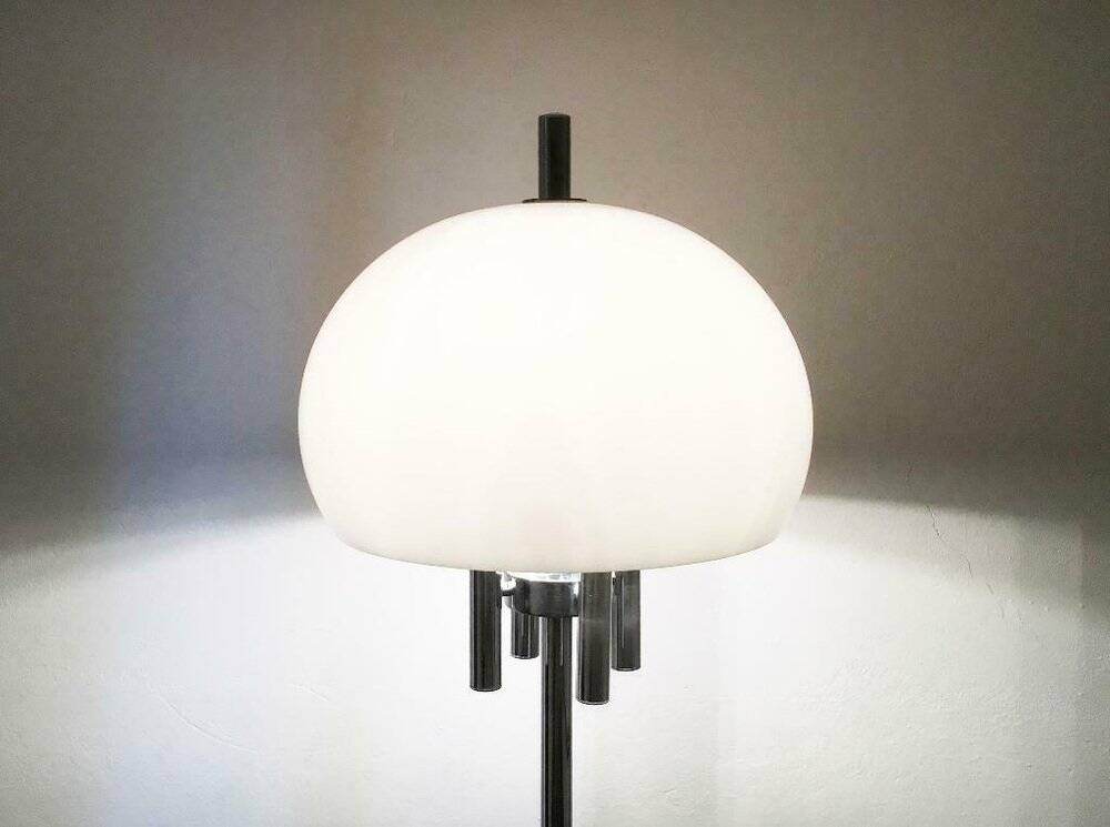Italian space-style floor lamp from the 1960s with a stone base.