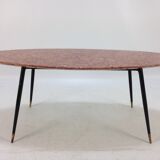 Italian Midcentury Coffee Table with Marble Top and Brass Feet, 1950s