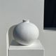 Handcrafted terracotta ball vase painted white H:24 D:26