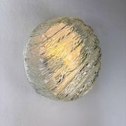 Pair of frozen glass round sconces, Germany, 1960s