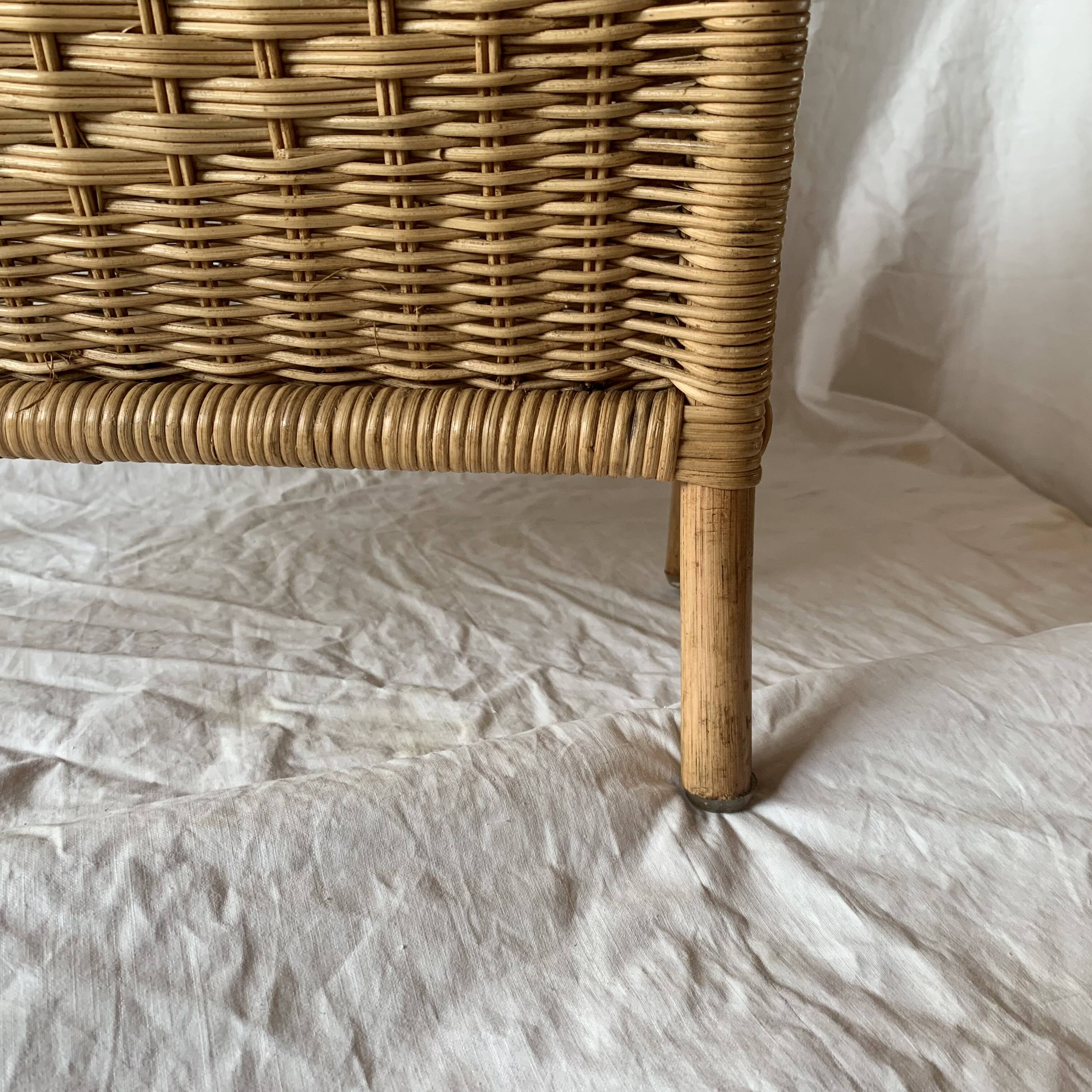 Vintage wicker and bamboo magazine rack