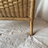 Vintage wicker and bamboo magazine rack