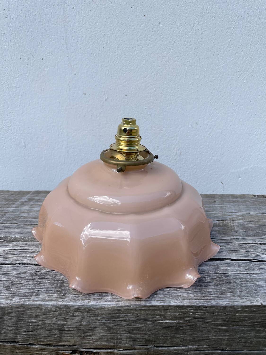 Opaline powder pink glass pendant light