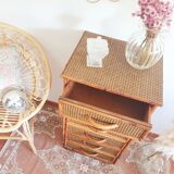 Rattan and canning chest of drawers
