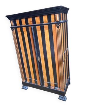 Antique Parisian wardrobe with graphic stripes – H180 cm