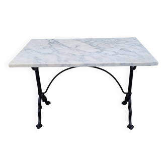 Pierre Ouvrier bistro table, marble & wrought iron