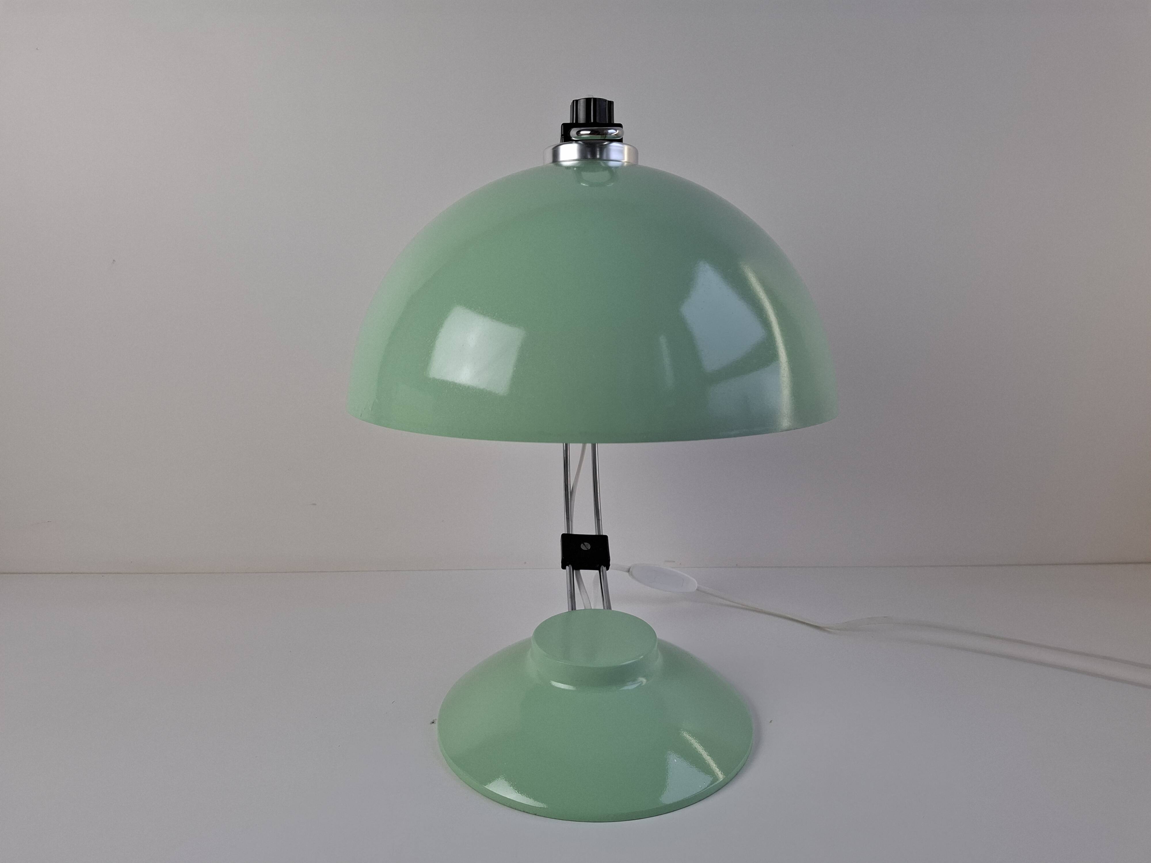 Mid-Century Mint Green Czech Desk Lamp with Chrome and Adjustable Shade