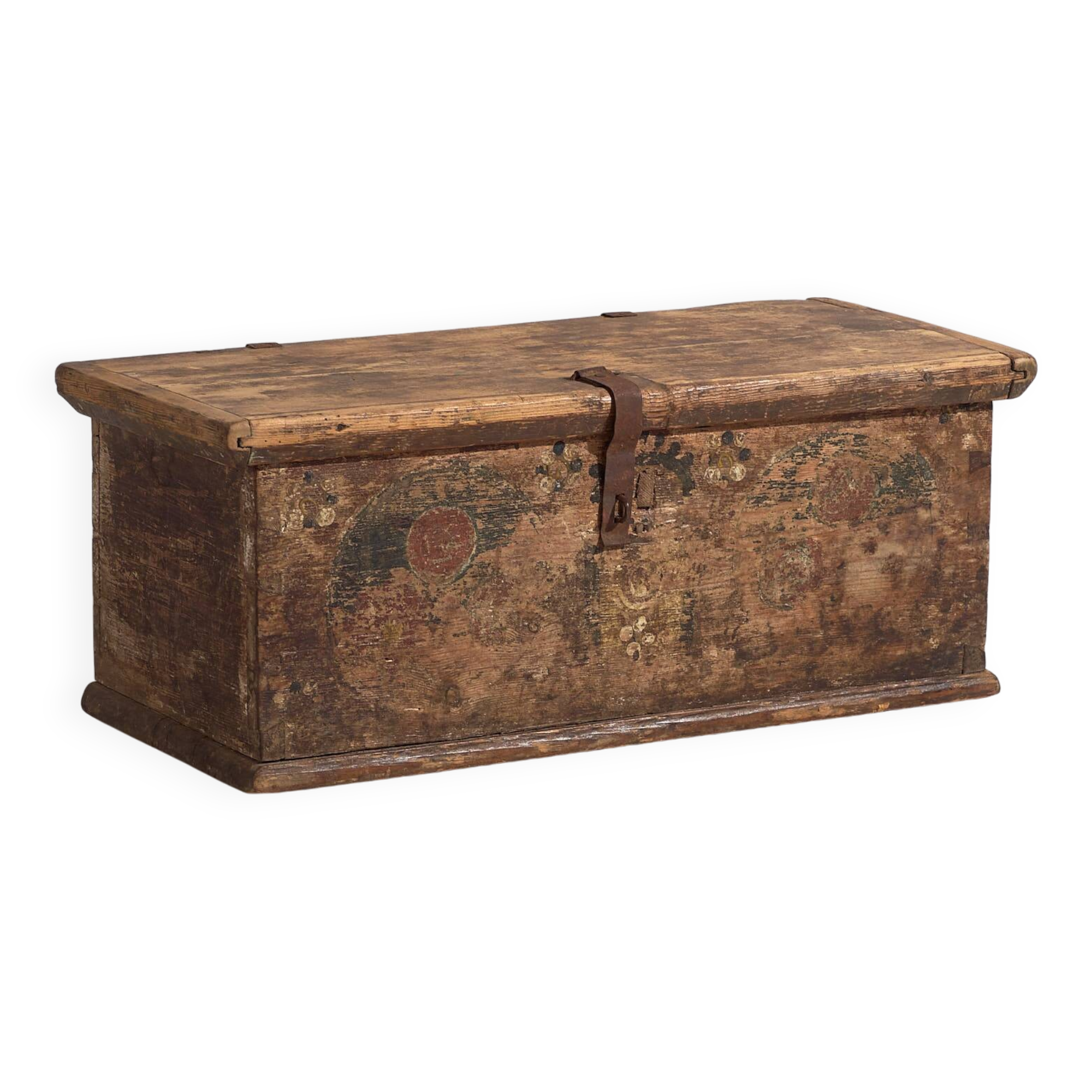 Antique chest painted with floral motifs (c.1900) #72
