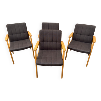 4 fauteuils Chaises Scandinave Lounge années 60 Fröscher KG Kofod Larsen spirit Germany Swiss