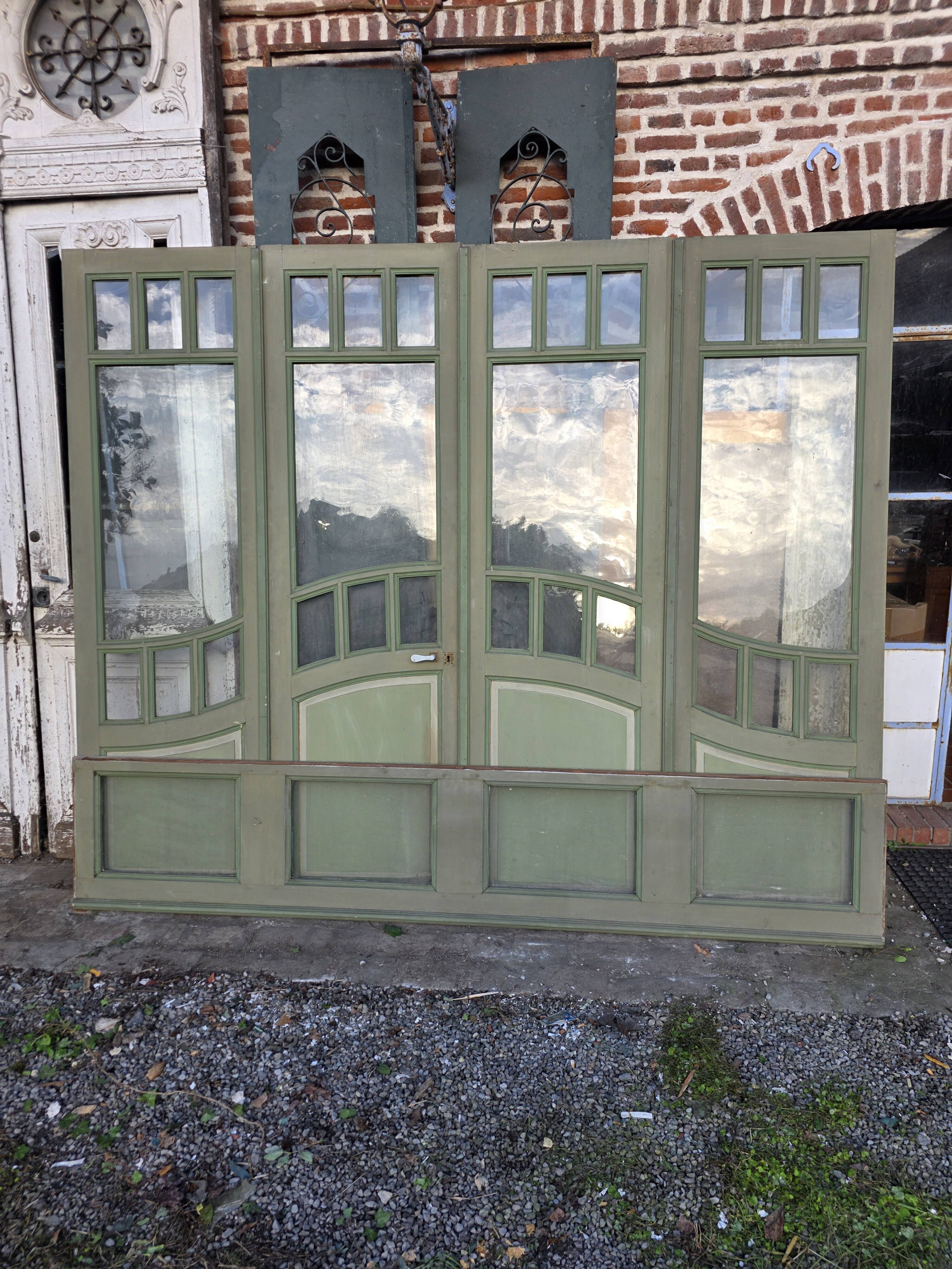 4 Art Nouveau partition doors + transom