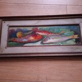 Oil on panel, still life with fish