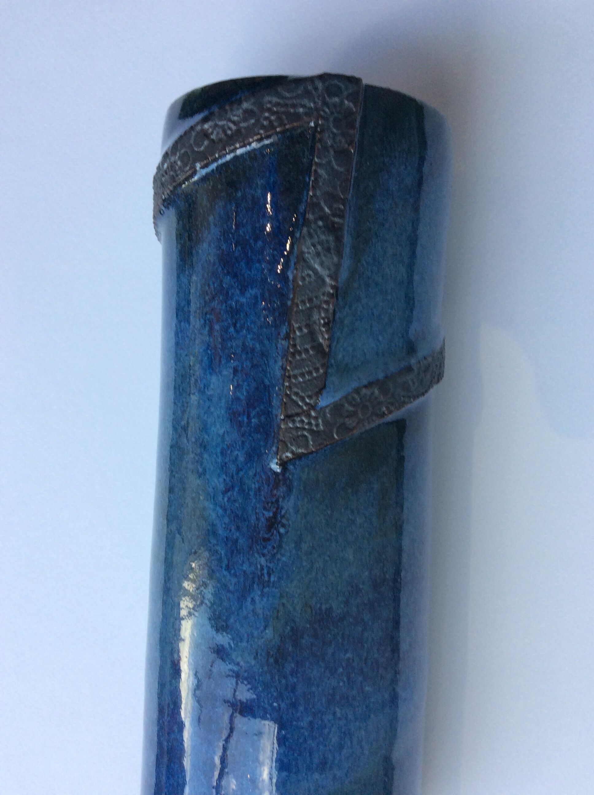 Japanese blue roll vase