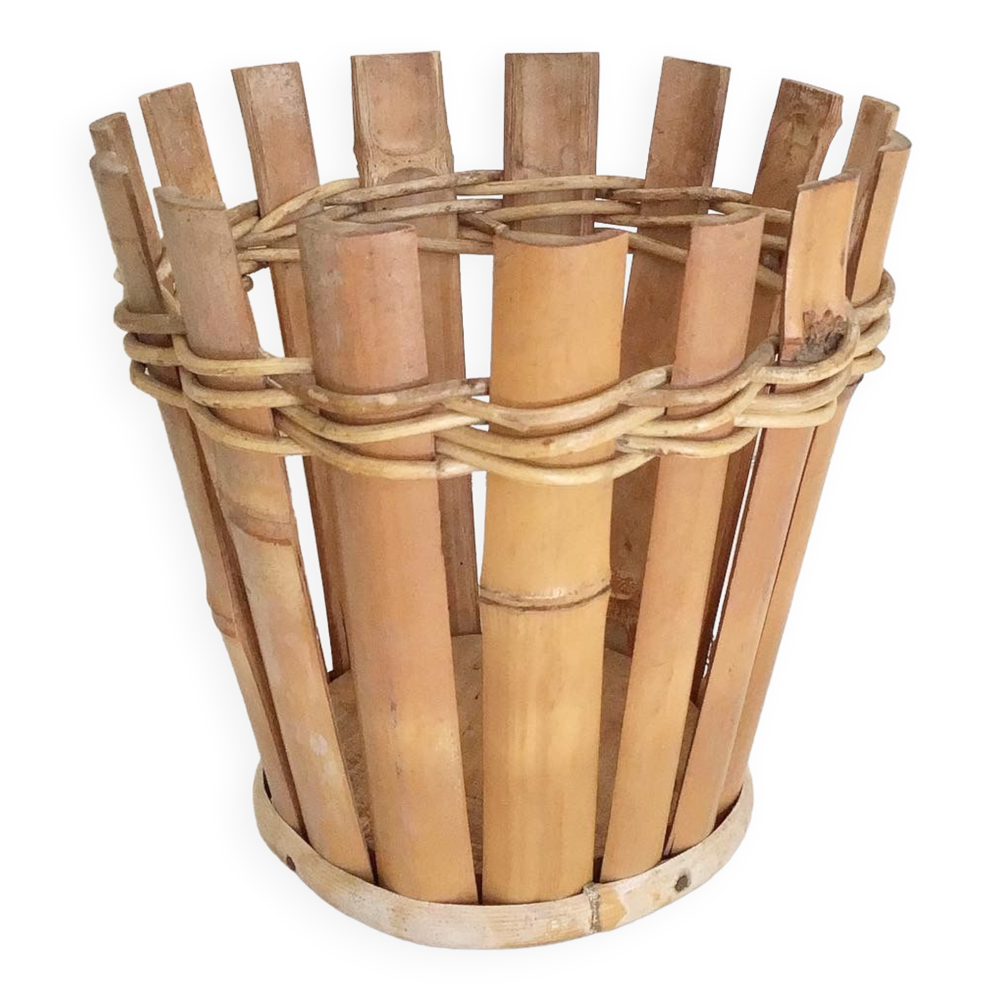Rattan and vintage bamboo pot cover