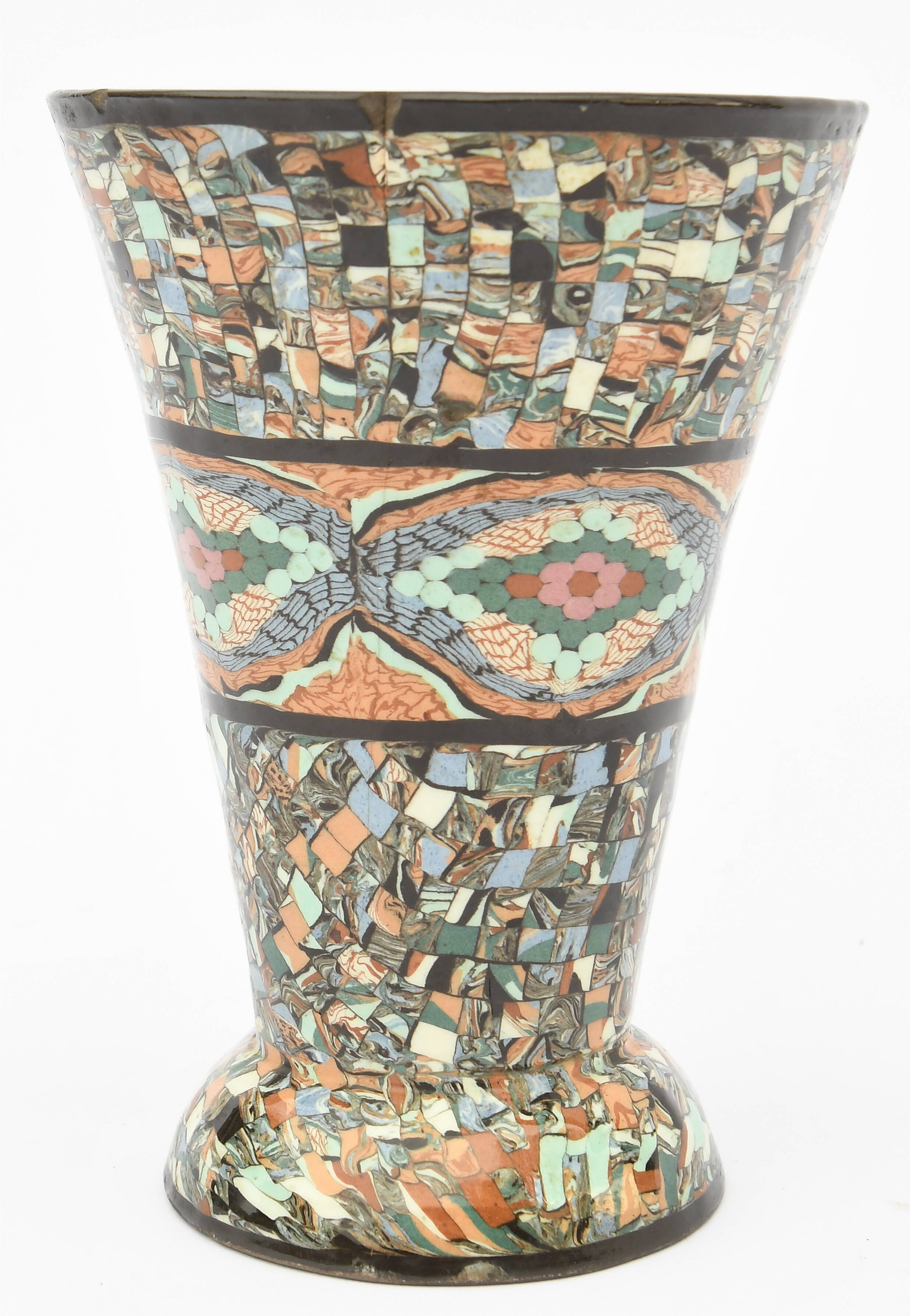 Jean Gerbino (1876-1966) for Vallauris Mosaic mixed earth vase