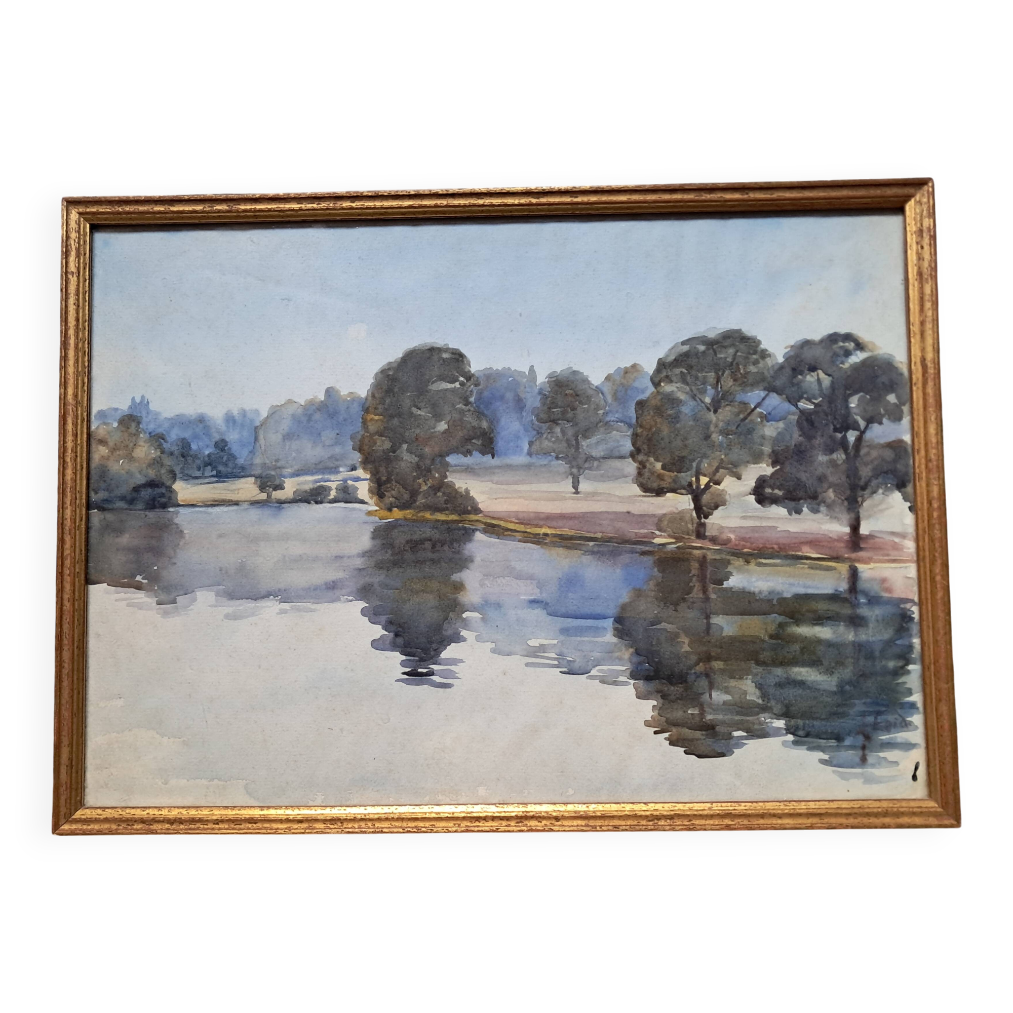 Ancient painting depicting a landscape