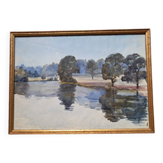 Ancient painting depicting a landscape