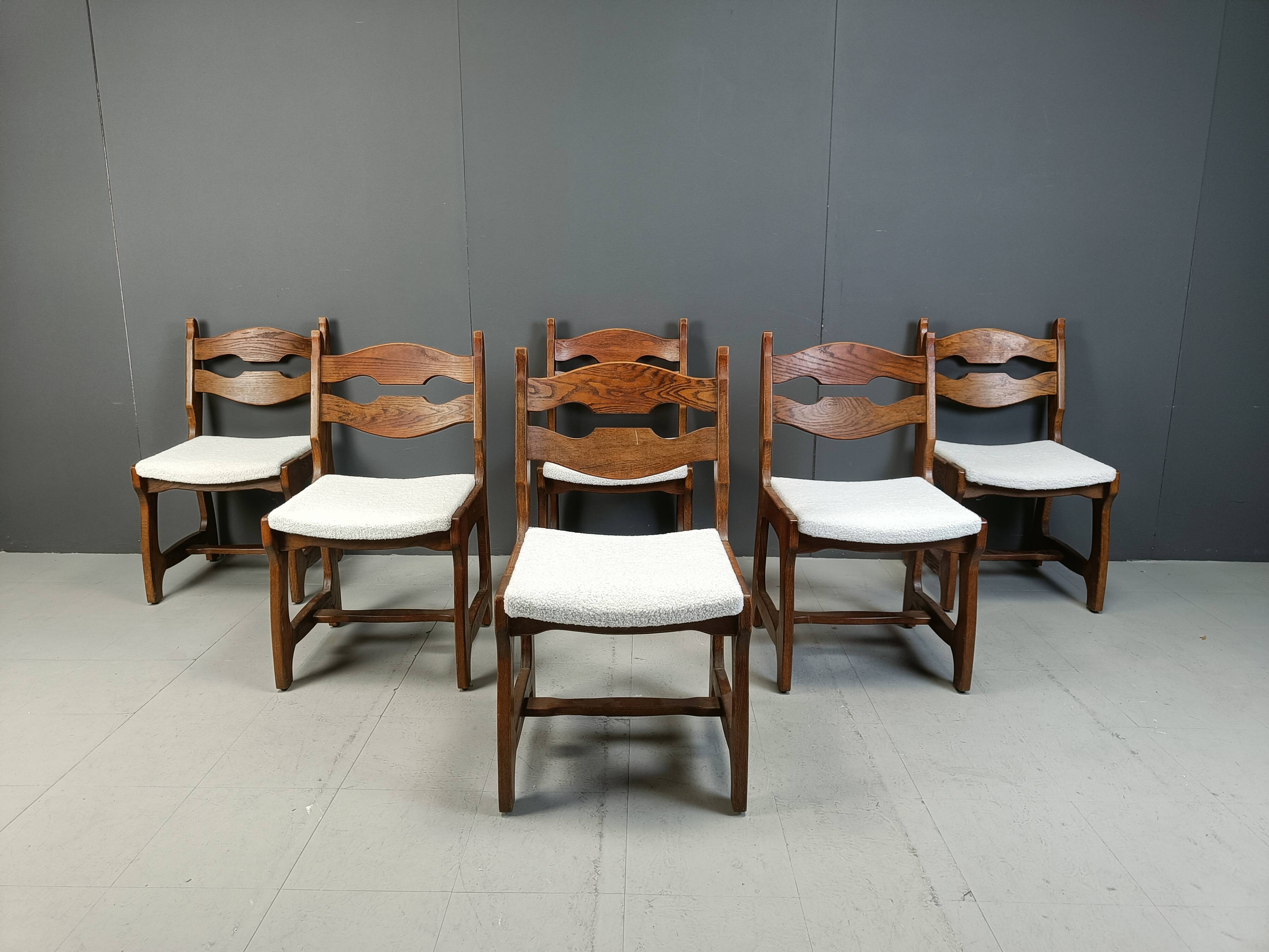 Set of 6 brutalist dining chairs, 1970s