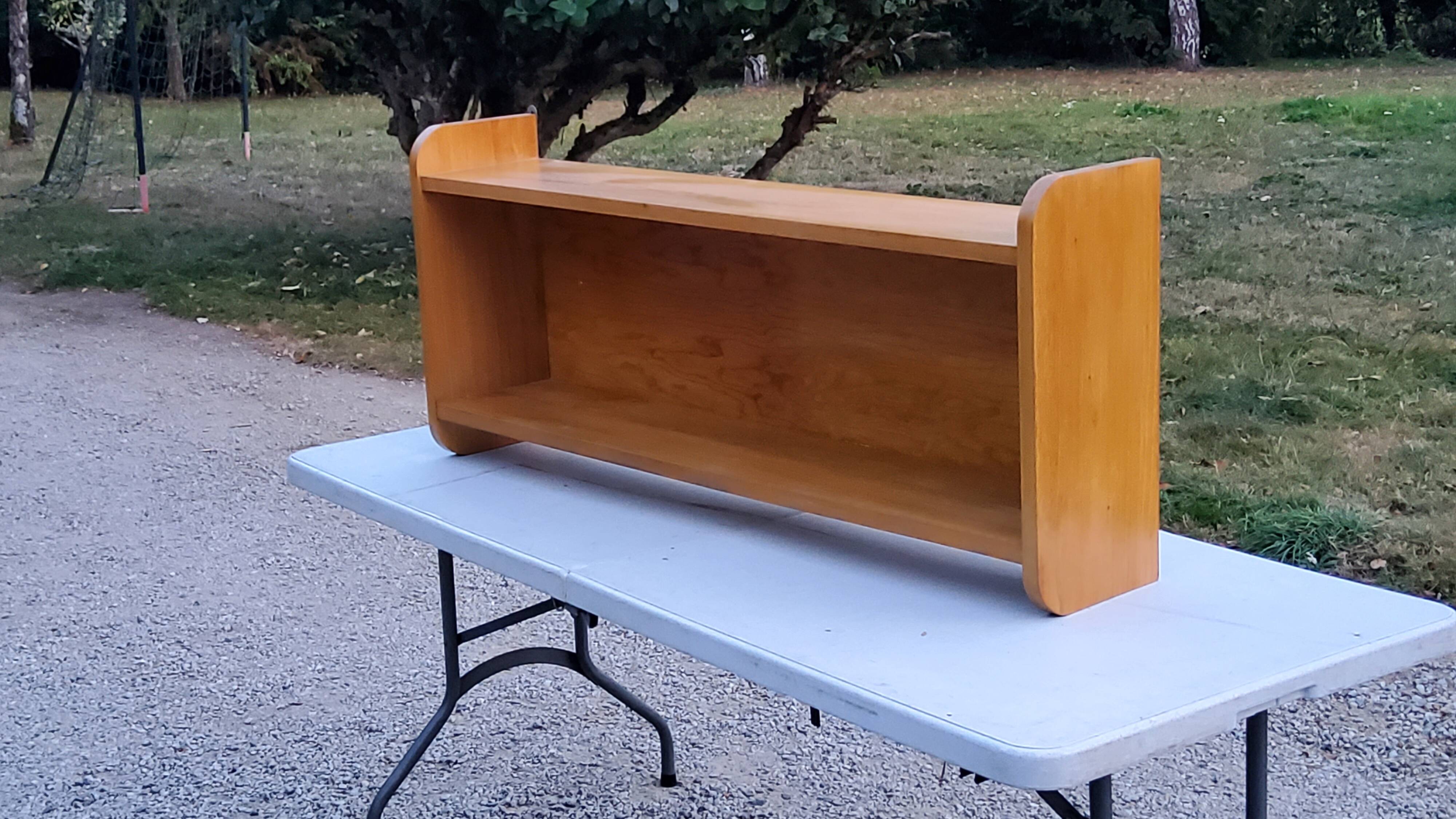 Double wall shelf in solid blond oak from the 1950s
